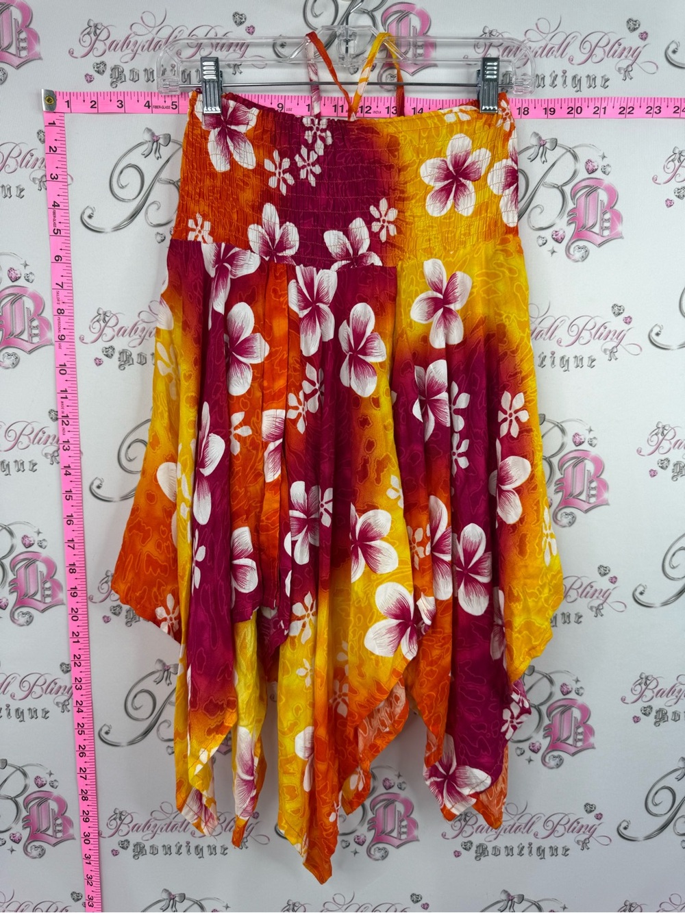 Coco Beach Hawaii Floral Smocked Skirt - Yellow, Orange & Magenta
